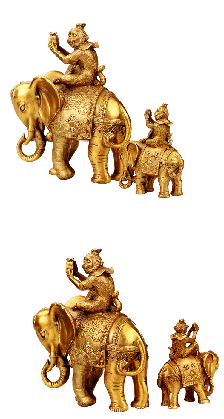 批发铜器黄铜工艺品拜相封侯铜大象摆件办公桌摆件家居装饰品