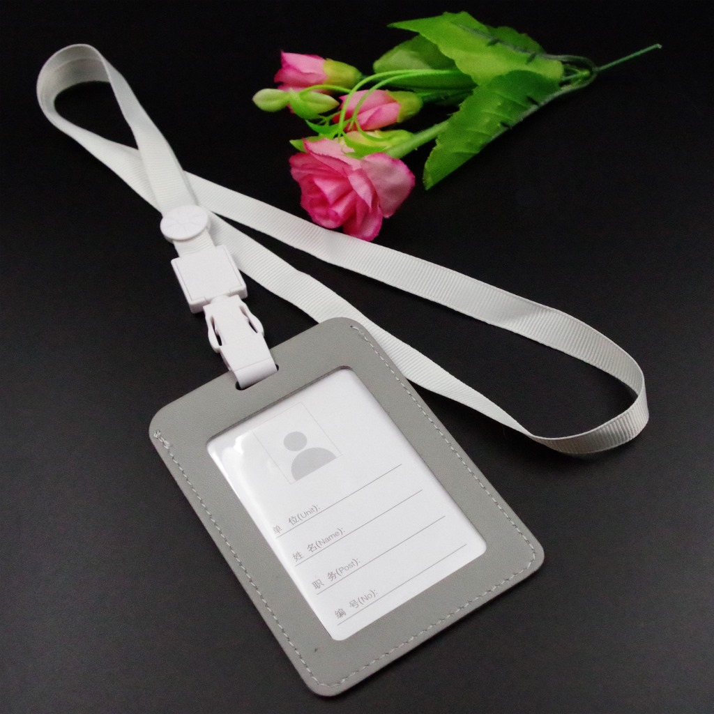 定做批发高端真皮胸卡 单层前后透明工作证