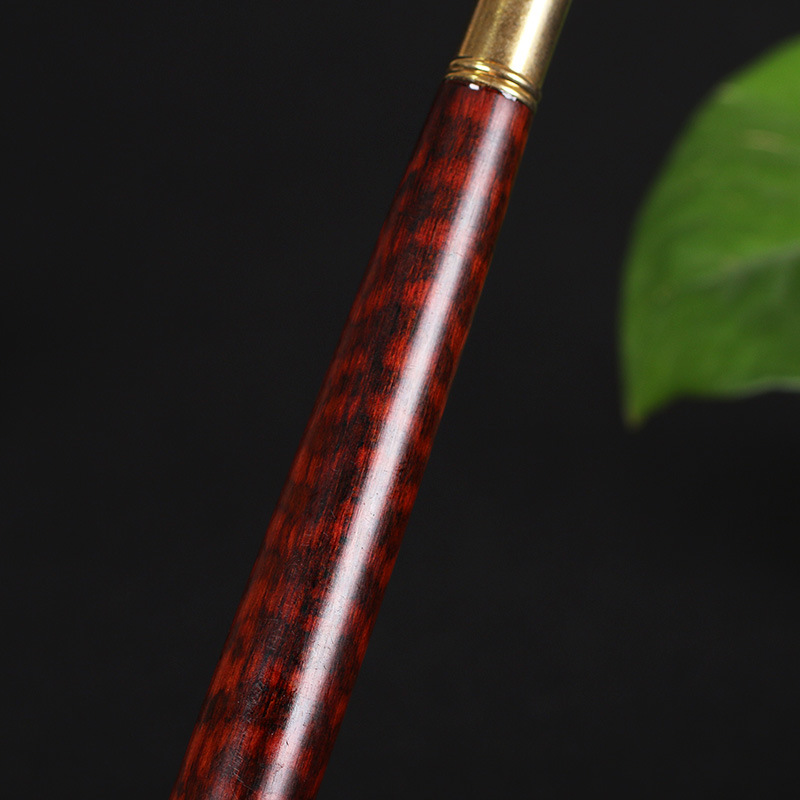 明慧工艺 蛇纹木满纹【烟斗】手把件 文玩