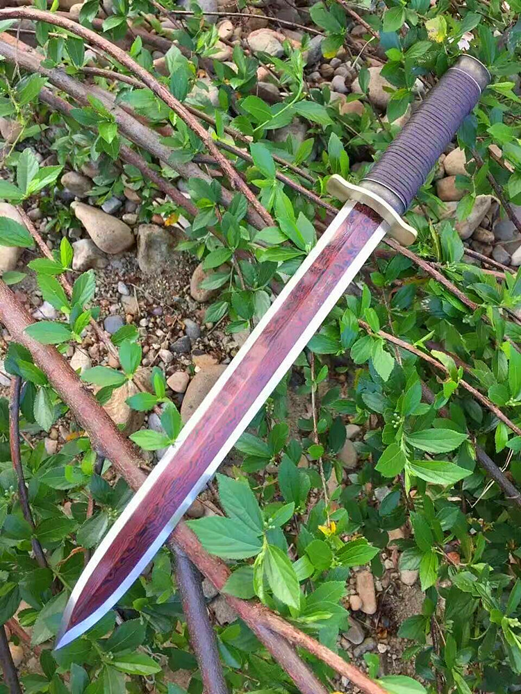 正品龙泉宝剑龙泉刀剑花纹钢发红血刃剑短刀短剑小刀小剑未开刃