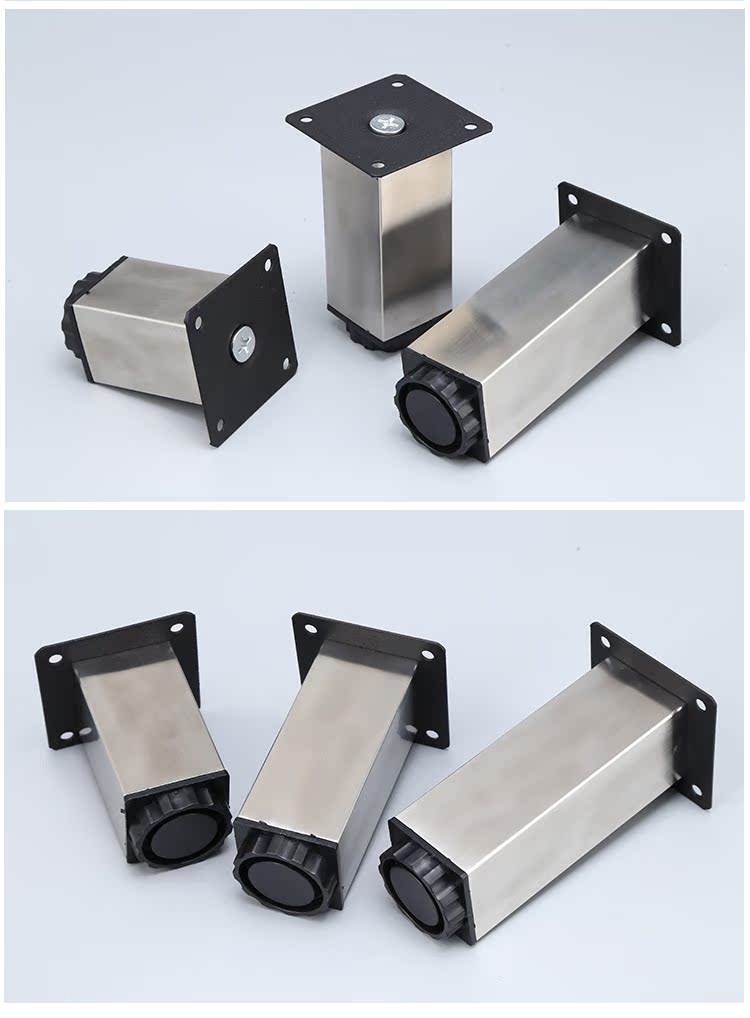 沙发脚不锈钢柜脚方型可调加高五金家具桌脚地脚腿浴室柜脚可定制