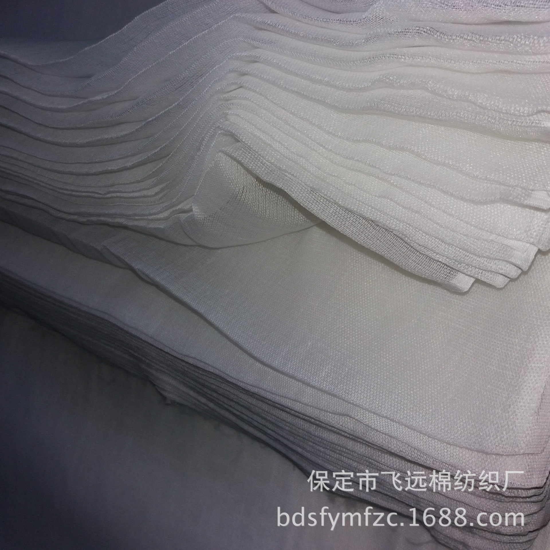 厂家直销纯化纤涤弹丝纱布 加白上浆 幅宽1.6米密度43*26