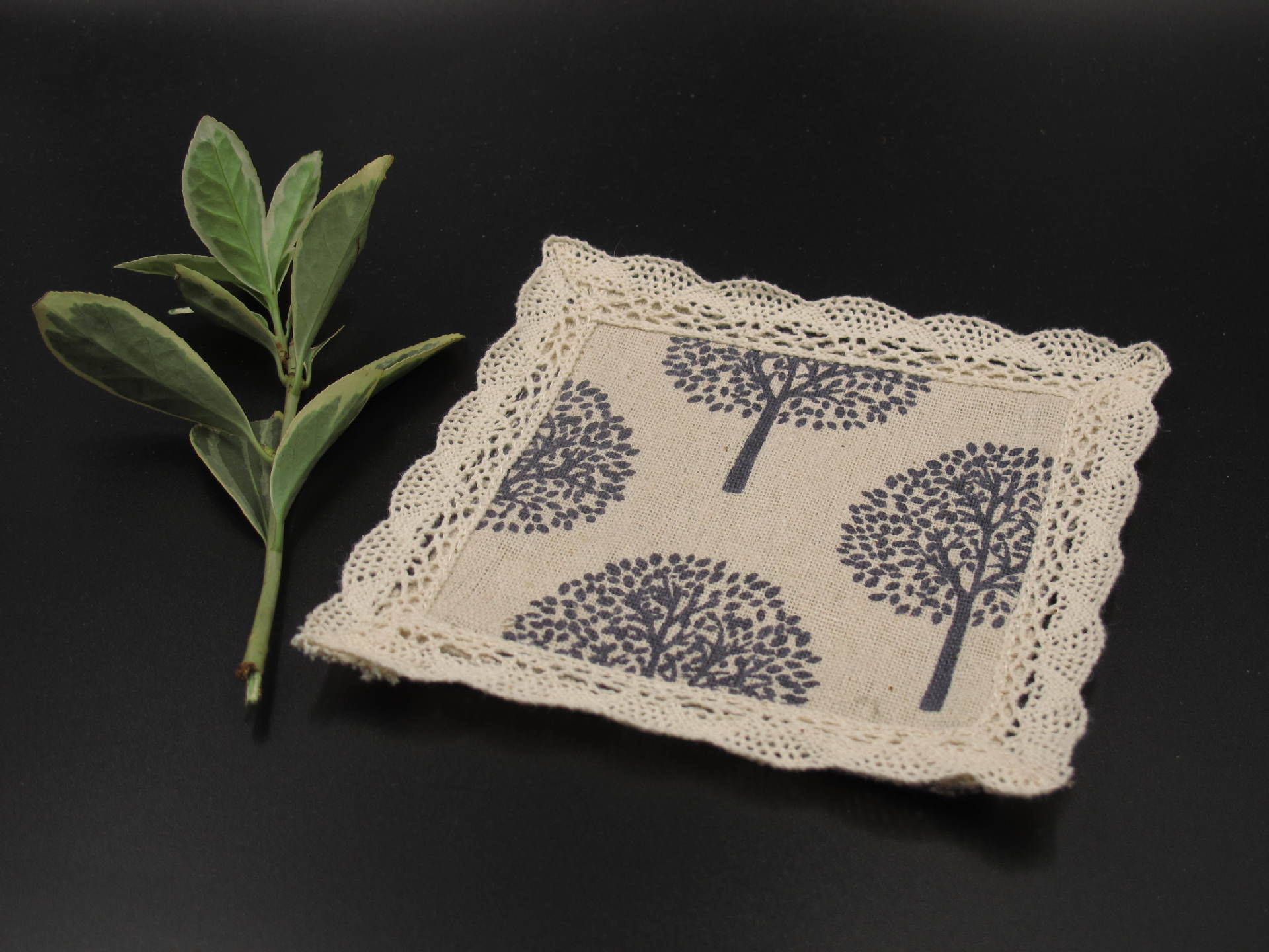 素记手作/手工杯垫/青树纹路/纯手工/素记/蕾丝边/加工定制