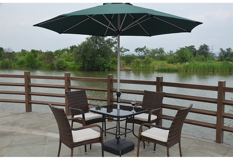 精品花园茶座铁艺户外伞庭院家具套装木餐厅桌椅休闲小藤椅组合