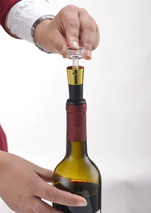 习尔红酒塞抽真空瓶塞葡萄酒酒具红酒瓶塞子不锈钢抽气保鲜酒塞