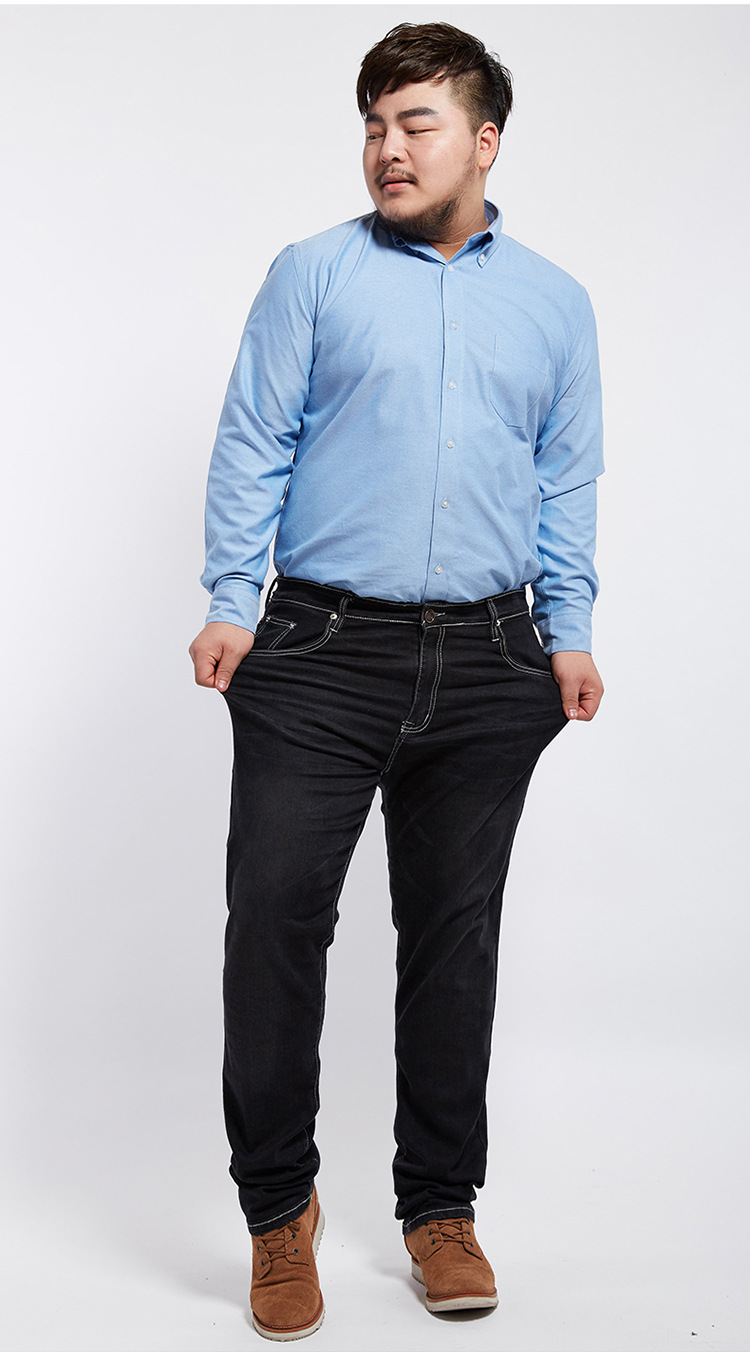 厂家弹力宽松直筒大码胖子加肥加大男肥佬修身牛仔裤一件代