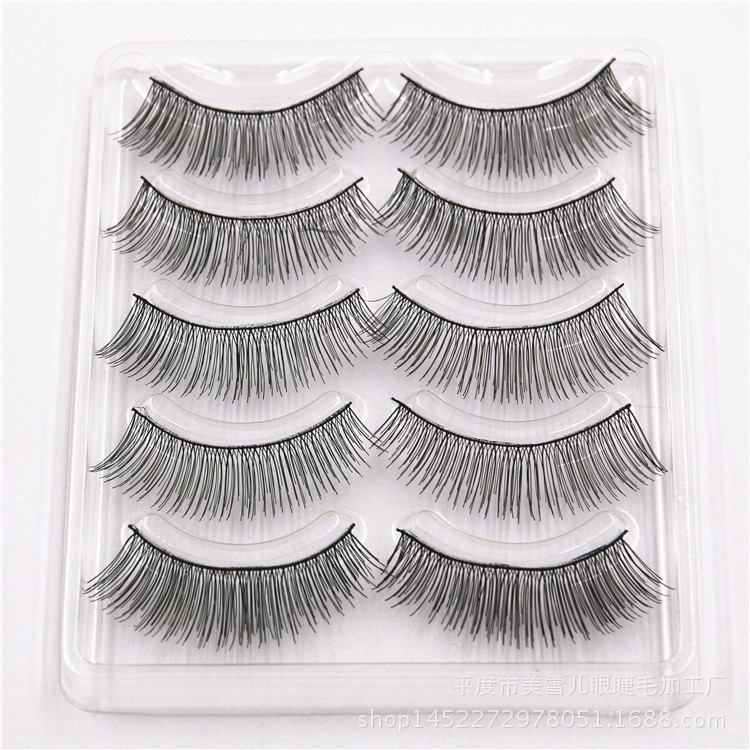 Factory Customized False Eyelashes Handmade Five Pairs Eye Tail Pull Long False Eyelashes Natural Soft Long Eyelashes