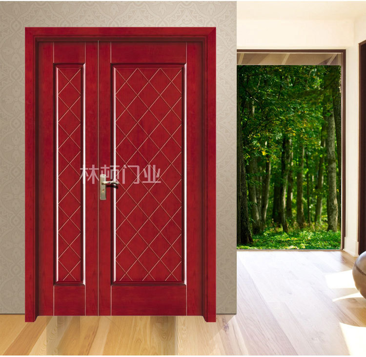 厂家直销 实木复合室内门 烤漆可做子母门 房间门套装门定制批发