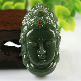 慕氏玉业纯天然新疆和田青玉佛祖头像吊坠观音头像玉挂坠厂家批发