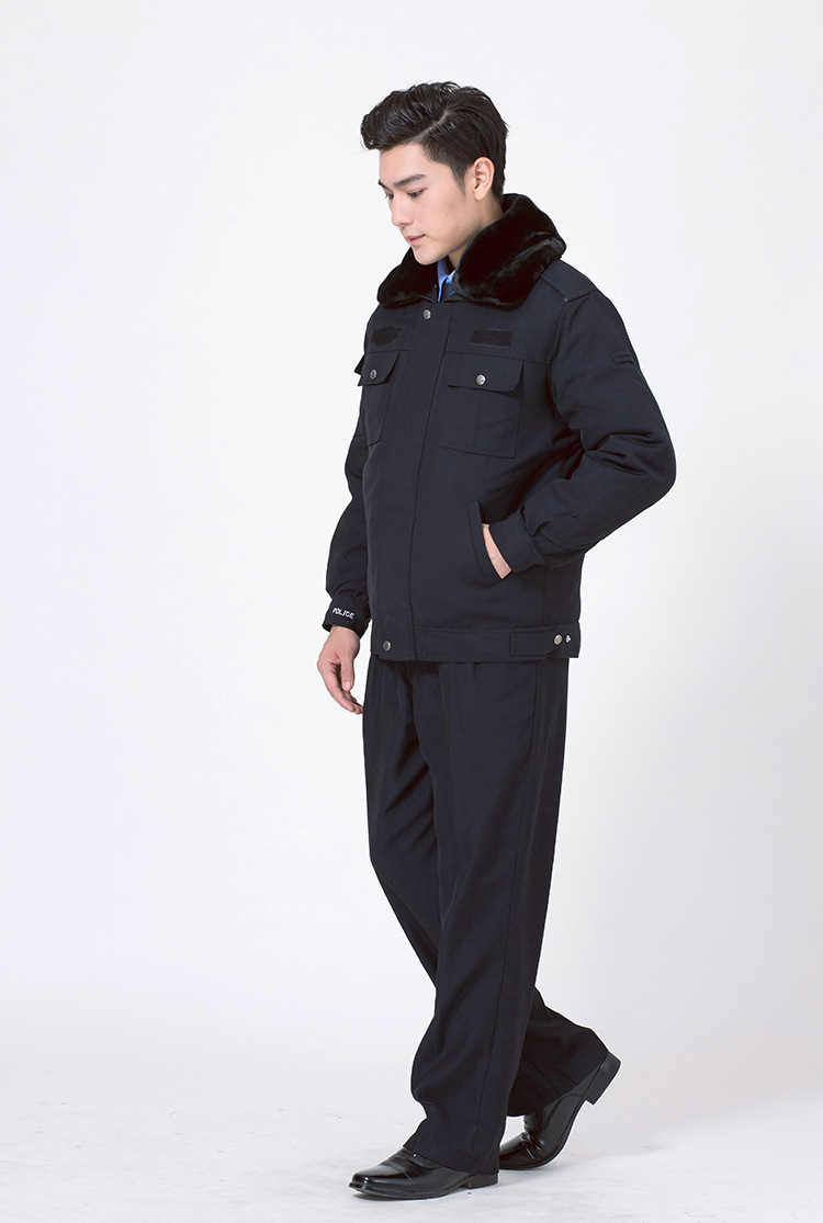 厂家直销 藏青色保安冬季执勤棉服 多功能短款防寒棉袄 冬装.