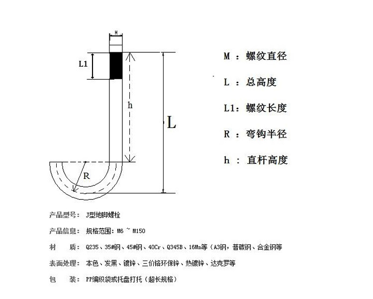 现货促销 gb799伞把型地脚螺栓 m16本色地脚螺丝 量大从优