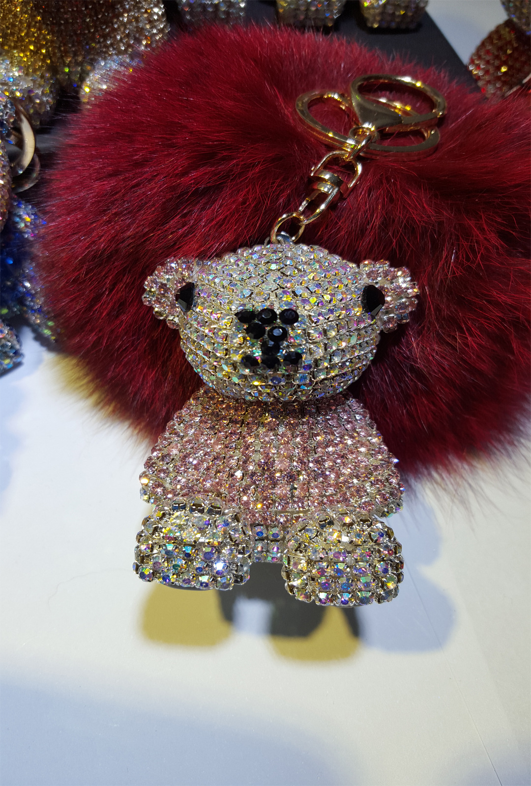 最新外贸款粘钻小熊diy素材韩版钻石熊包包挂件汽车装饰摆件爆款