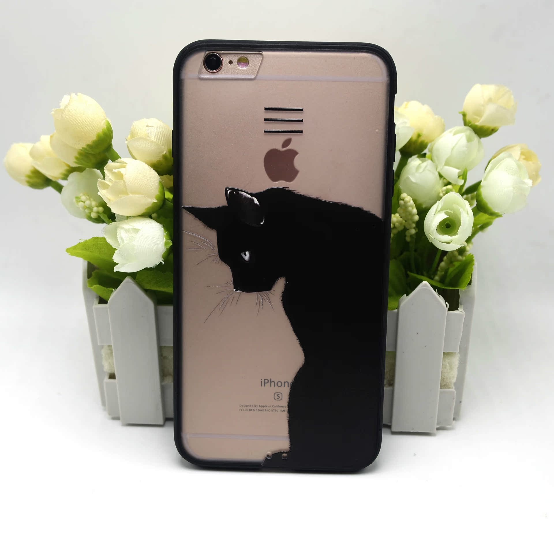 iphone 6/6plus手机壳tpu pc 3d浮雕打印手机保护套舞动的猫星人