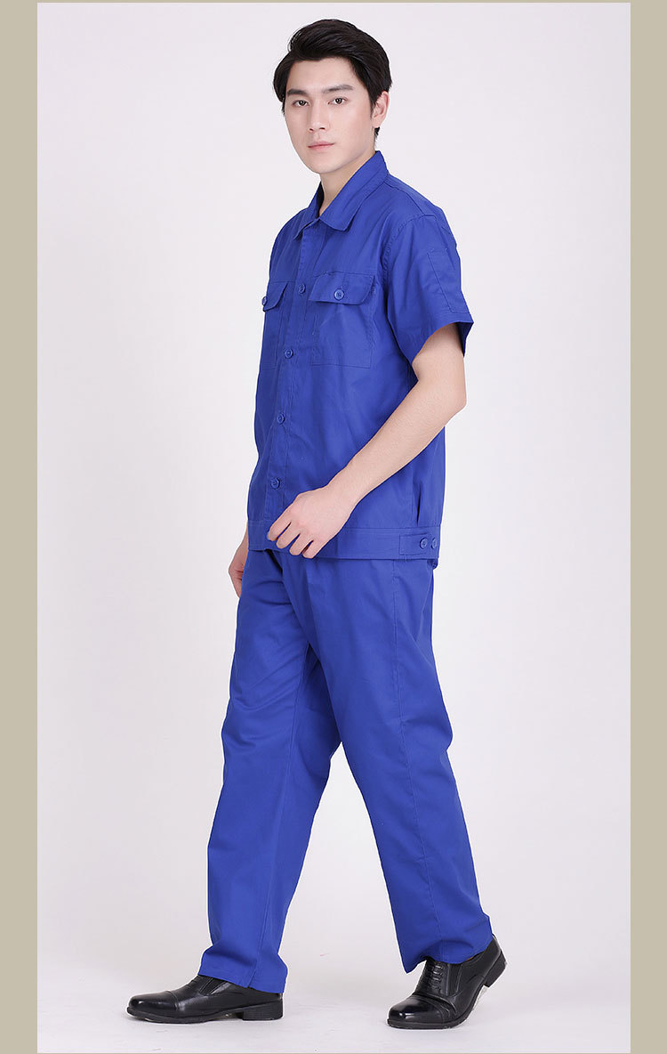 薄款纯棉工作服夏季长袖机修工作服套装男全棉汽修工程服短工厂服