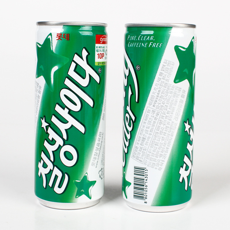 韩国进口饮料 乐天lotte七星冰柠碳酸饮料 七星雪碧 250ml*30听