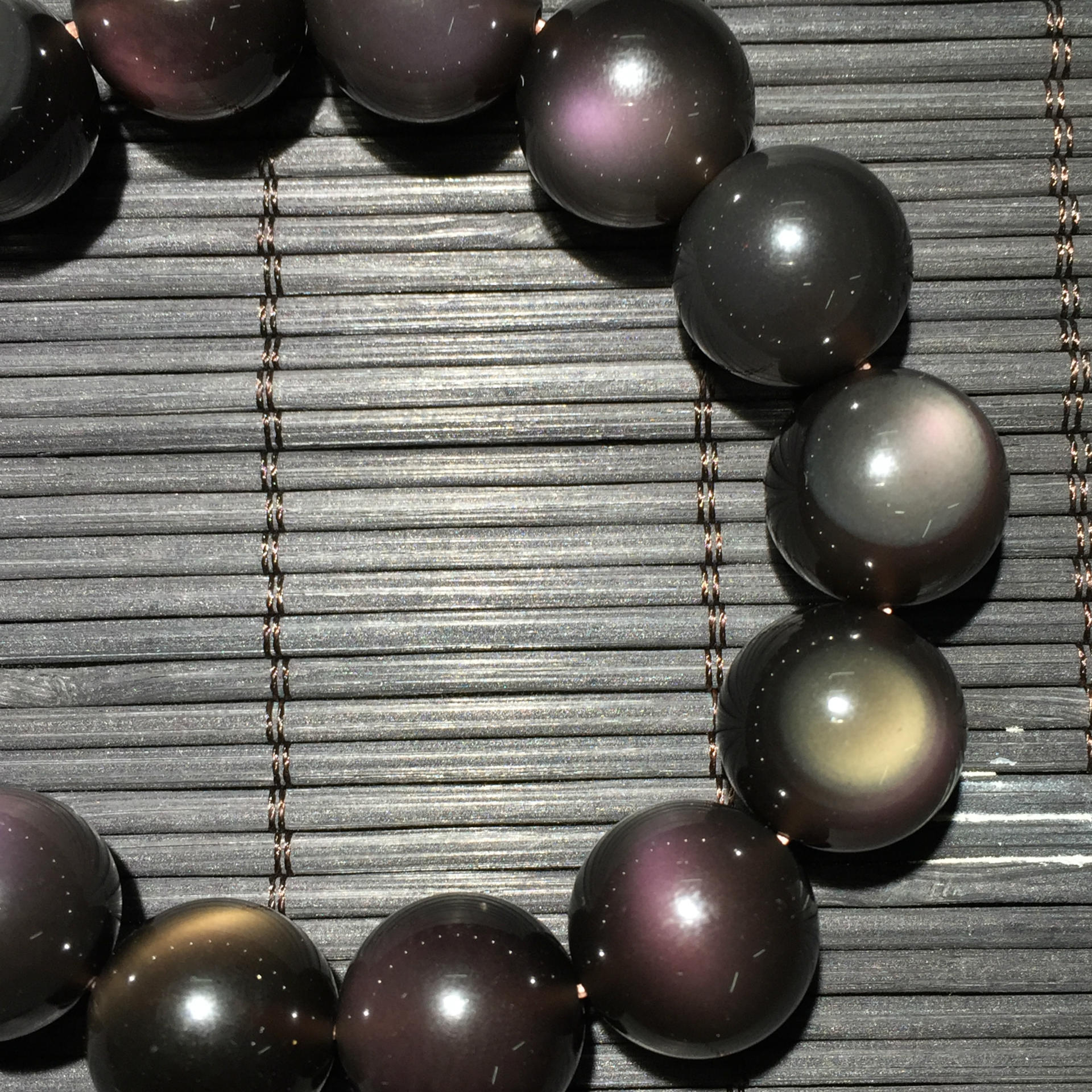 冰种黑曜石手链 双彩虹眼黑曜石 冰彩 男女款 ***水晶手.