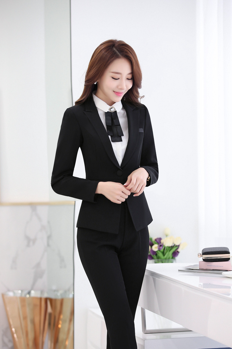 职业套装秋冬新款长袖修身工作服套裤白领销