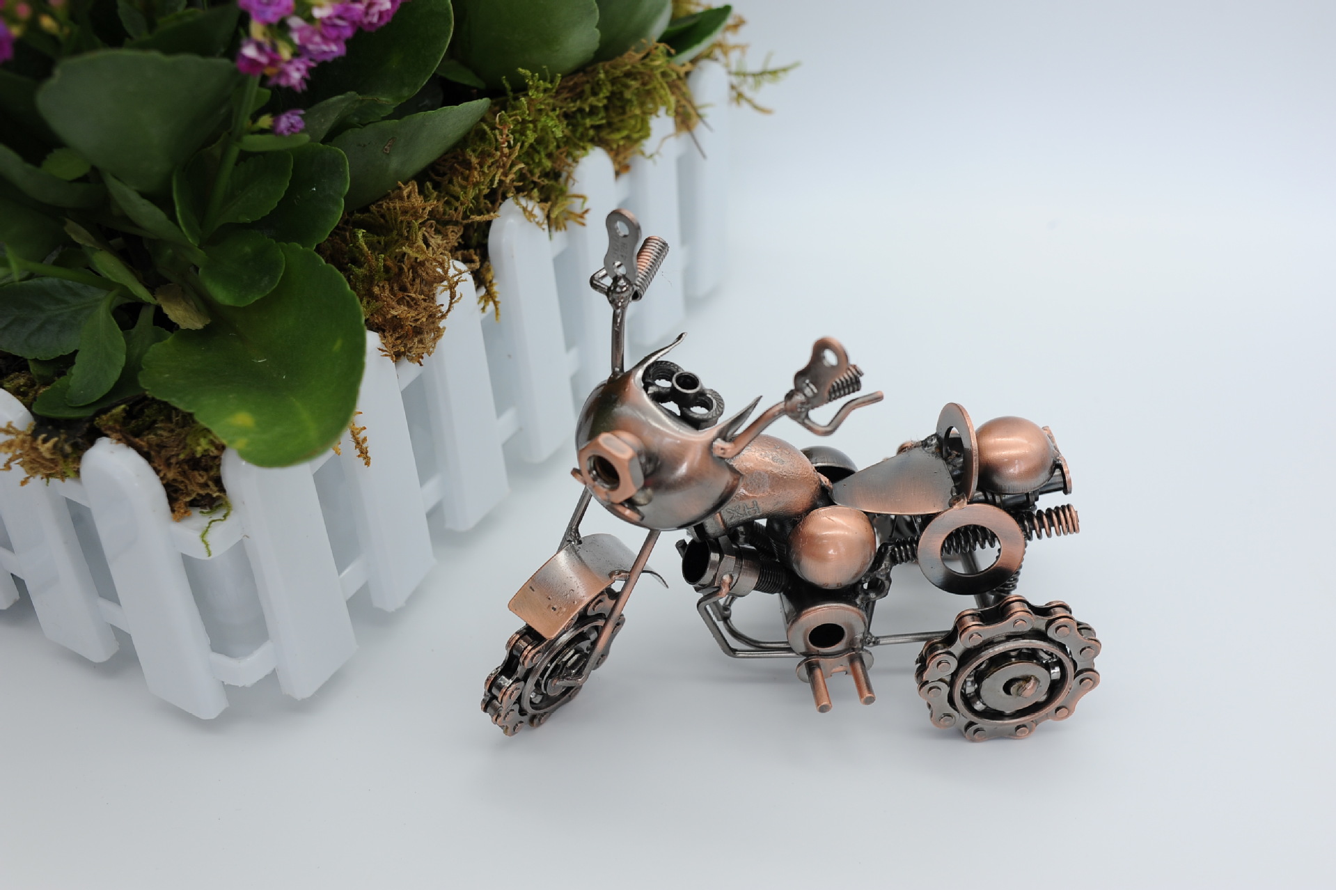 创意复古铁艺大三轮工艺摆件 金属链条三轮车 铁制家居装饰品批发