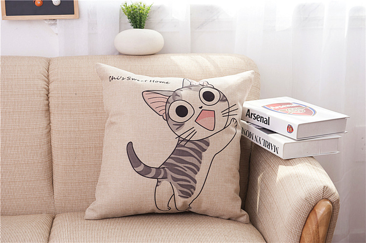 厚磅棉麻猫喵星人个性定制棉麻抱枕靠枕车枕来样设计一件代发
