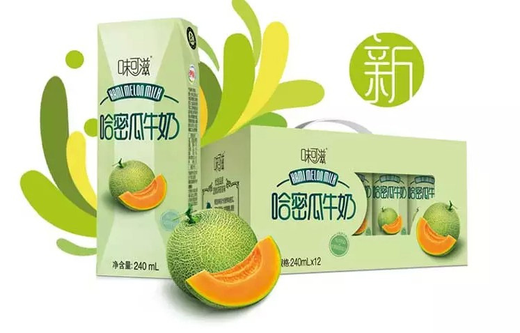 伊利牛奶整箱销售 味可滋哈密瓜牛奶味含乳饮料240mlx1.