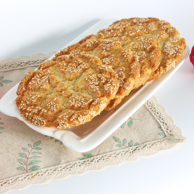 淄博民得食品蛋黄白芝麻桃酥饼干点心芝麻桃酥零食小吃