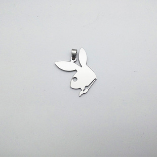 速卖通精品货源批发 创意绅士兔子头线切割不锈钢吊坠 情侣饰品