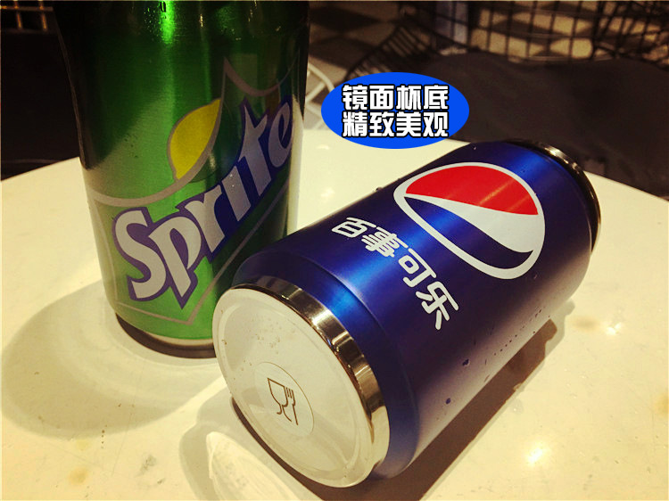 创意百事可乐雪碧易拉罐不锈钢保温杯学生潮