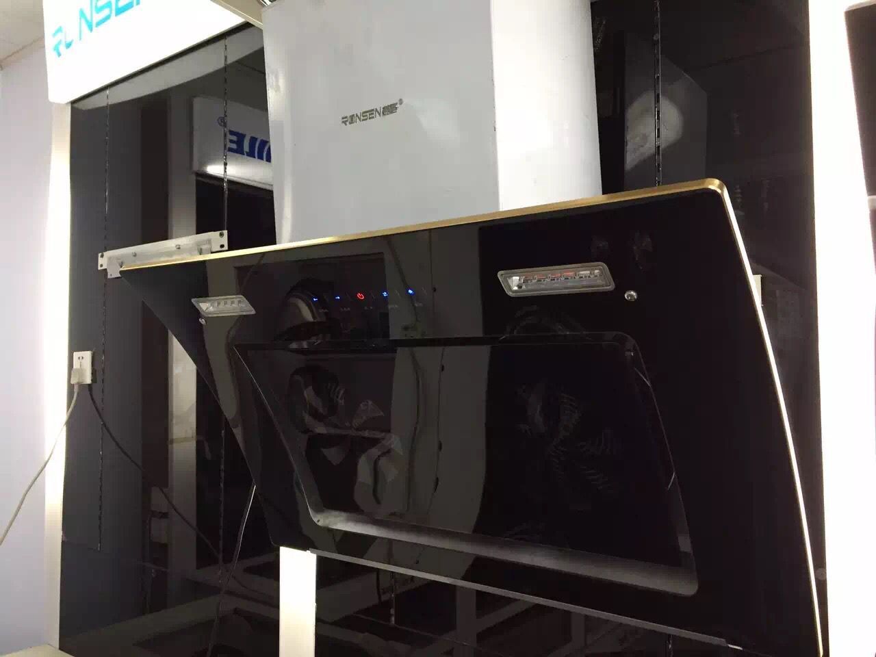 新款土豪金包边侧吸双电机油烟机 顶吸欧式彩显 中式油烟机特价