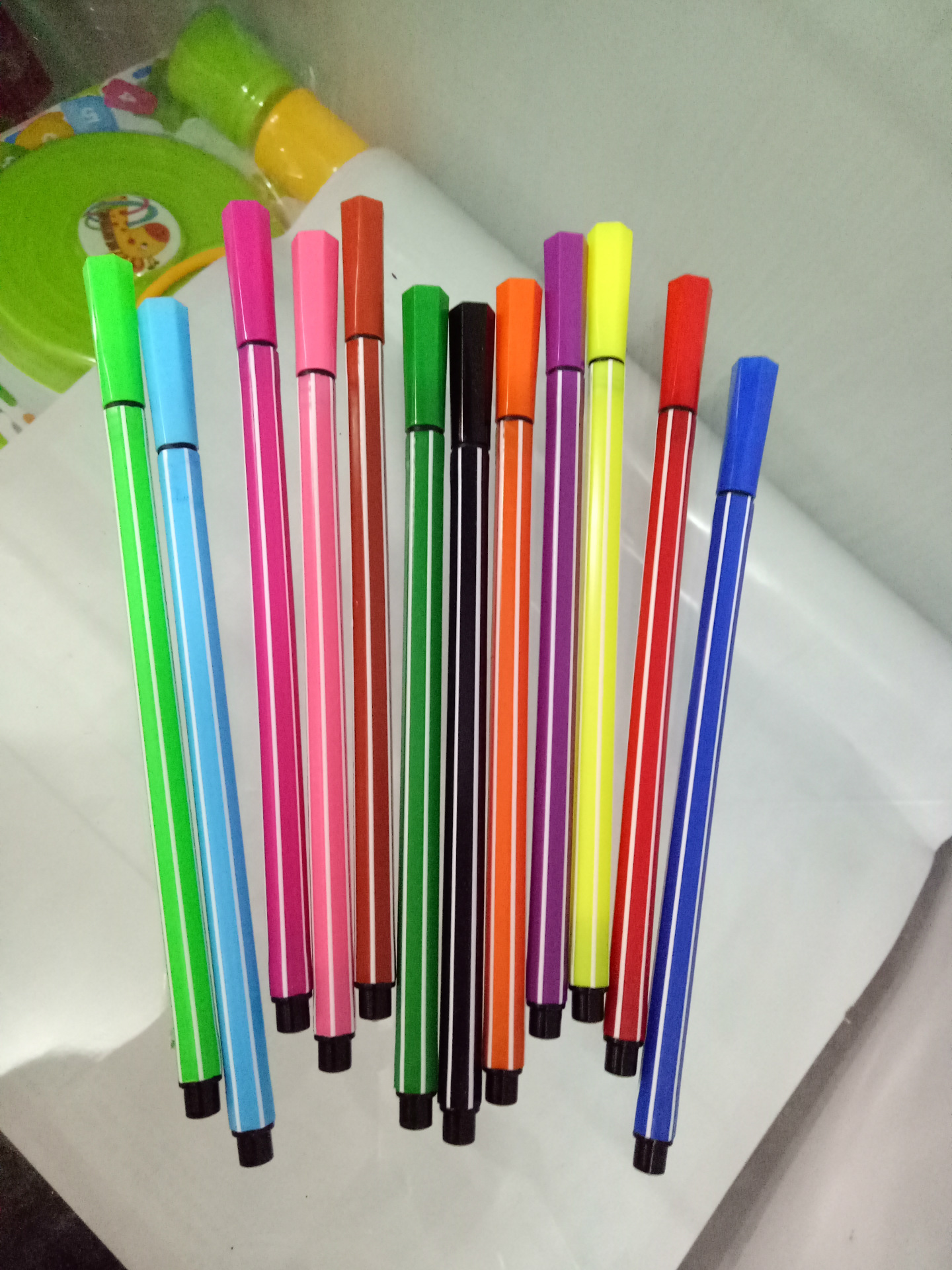 豆豆熊12色盒装水彩笔儿童无毒可水洗绘画画笔水彩笔涂鸦画笔