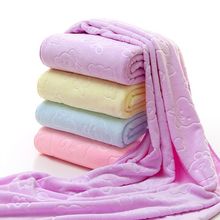 浴巾细纤维磨毛压花新生婴儿正方形浴巾 儿童被柔吸水不易掉毛