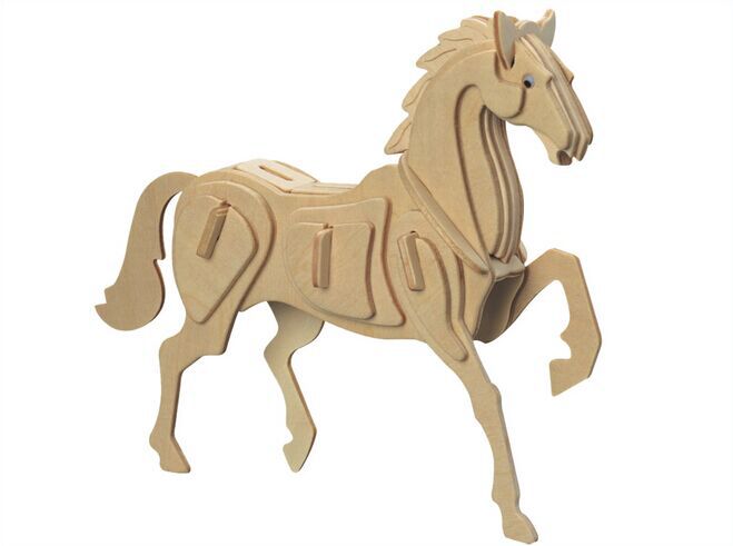 diy马小2片 四联仿真动物 木制益智 3d立体木制积木 益智早教