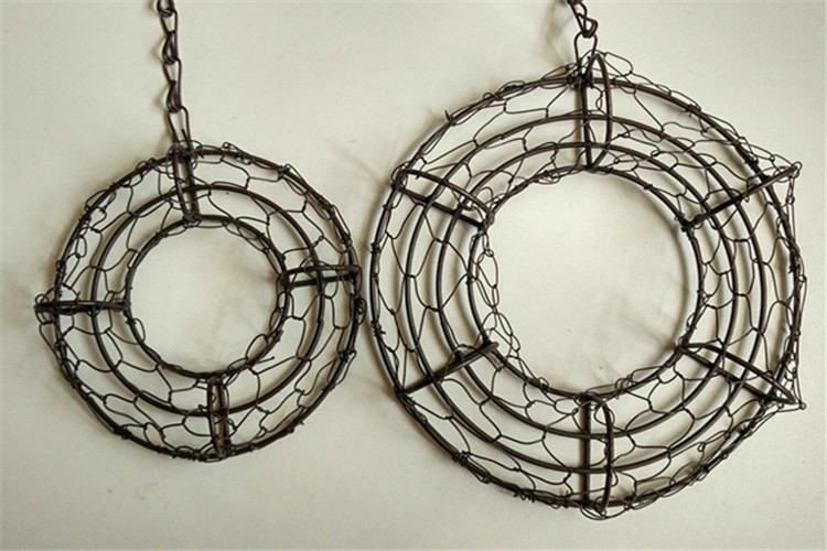 铁艺复古多肉花盆铁丝花盆圆形挂钩款铁丝花盆新款非陶