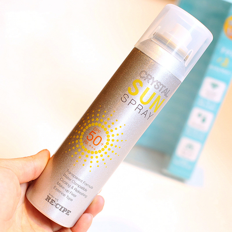 韩国正品re:cipe水晶防晒喷雾 spf50晒后修护 150ml孕妇可用
