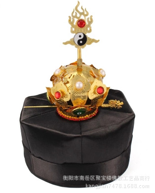 批发道教用品 正一高功帽道士帽 五老冠火焰冠精品莲花道帽
