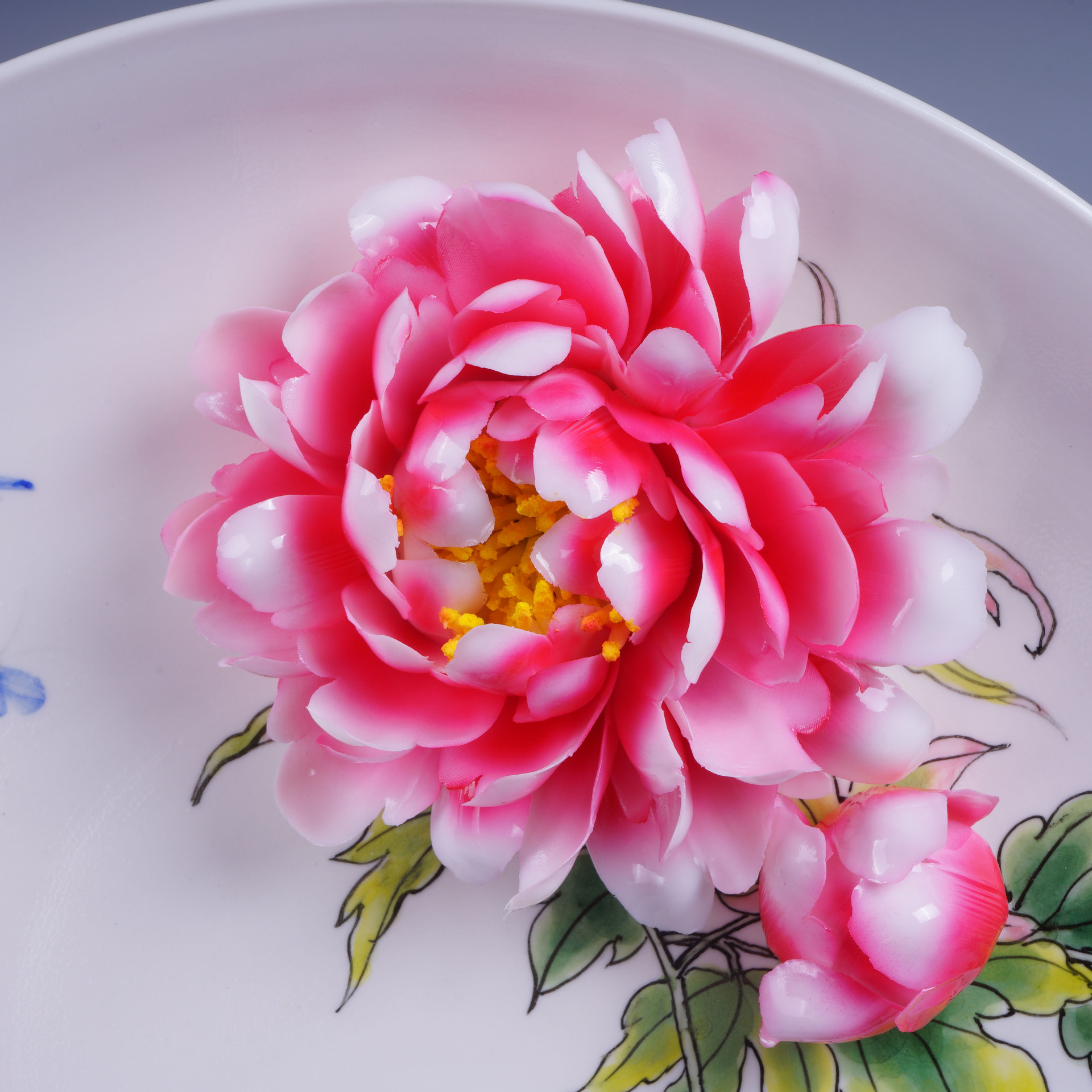 手绘牡丹瓷花挂盘 瓷器工艺品摆件批发中国