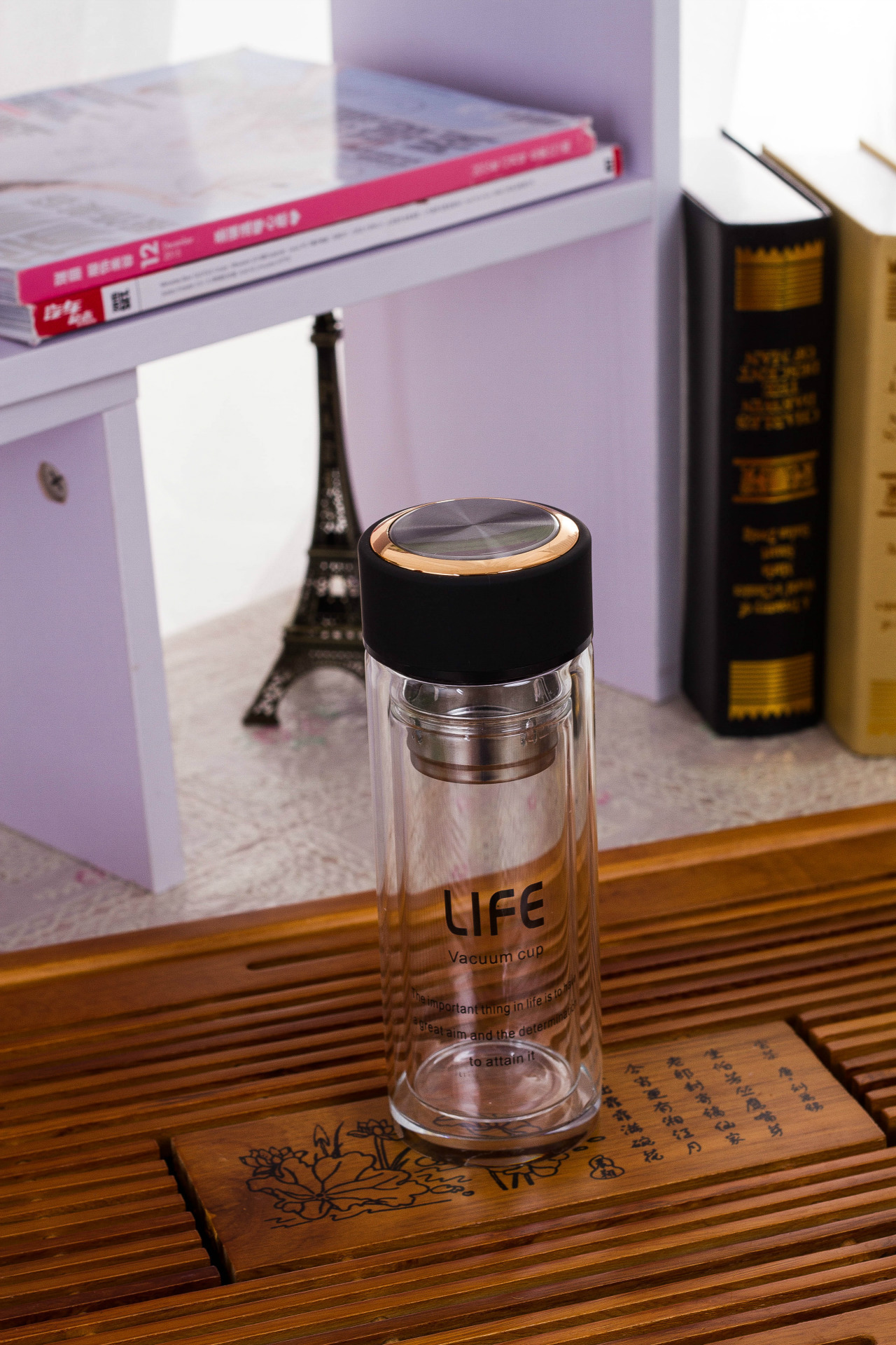 新款钢盖双层高硼硅玻璃杯 创意便携高档玻璃直杯 厂家批发可logo