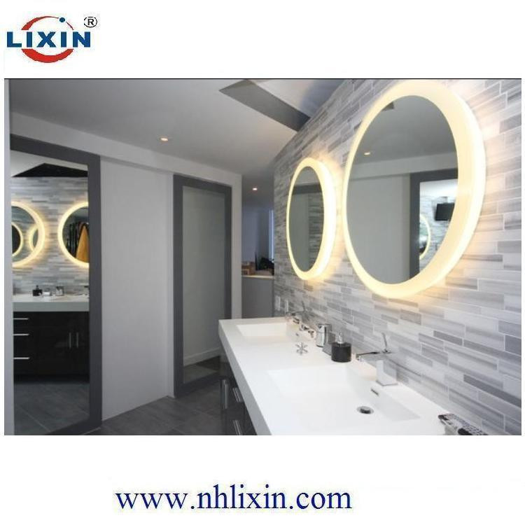 欧式圆形壁挂LED浴室镜 透光装饰镜 酒店卫生间专用防雾镜