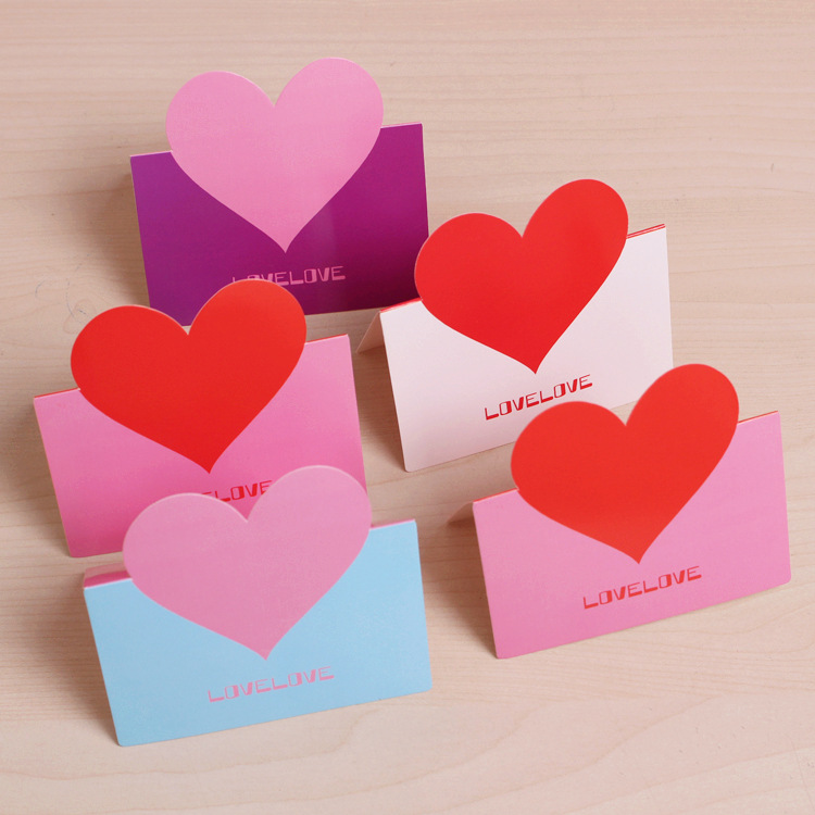 春节新年年货纸卡感谢卡爱心贺卡贺卡礼物卡爱心对折生日卡片彩卡