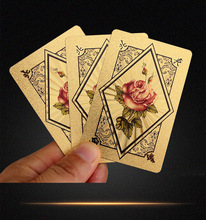 犇牛创意塑料扑克牌土豪金麻将牌黄金色麻将金箔金边纸麻将金玫瑰
