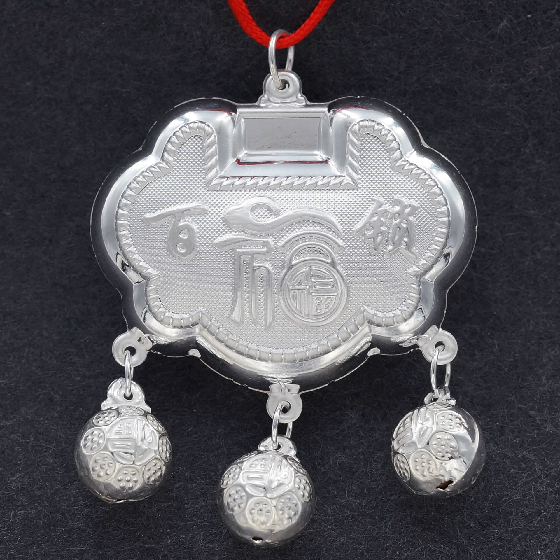 纯银s990聪明伶俐银锁百福银锁宝宝长命百岁锁厂家直销