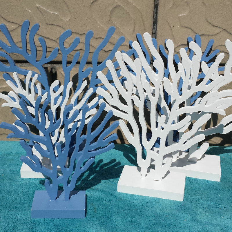 批发地中海风格木质珊瑚三件套 摆件装饰品纯手工木质家居工艺品