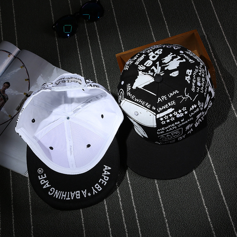 New Graffiti Sun Hat Flat Brim Hip Hop Letters Hat Men and Women Fresh Baseball Cap Wholesale