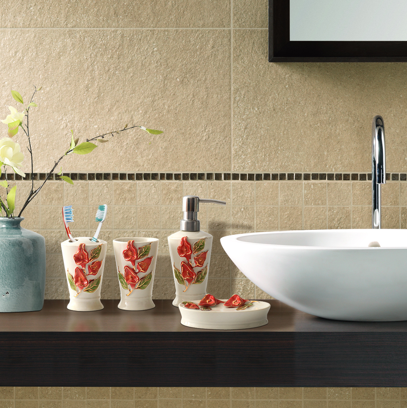 卫浴四件套陶瓷 酒店浴室卫浴用品 洗漱套装 陶瓷礼品直供定制