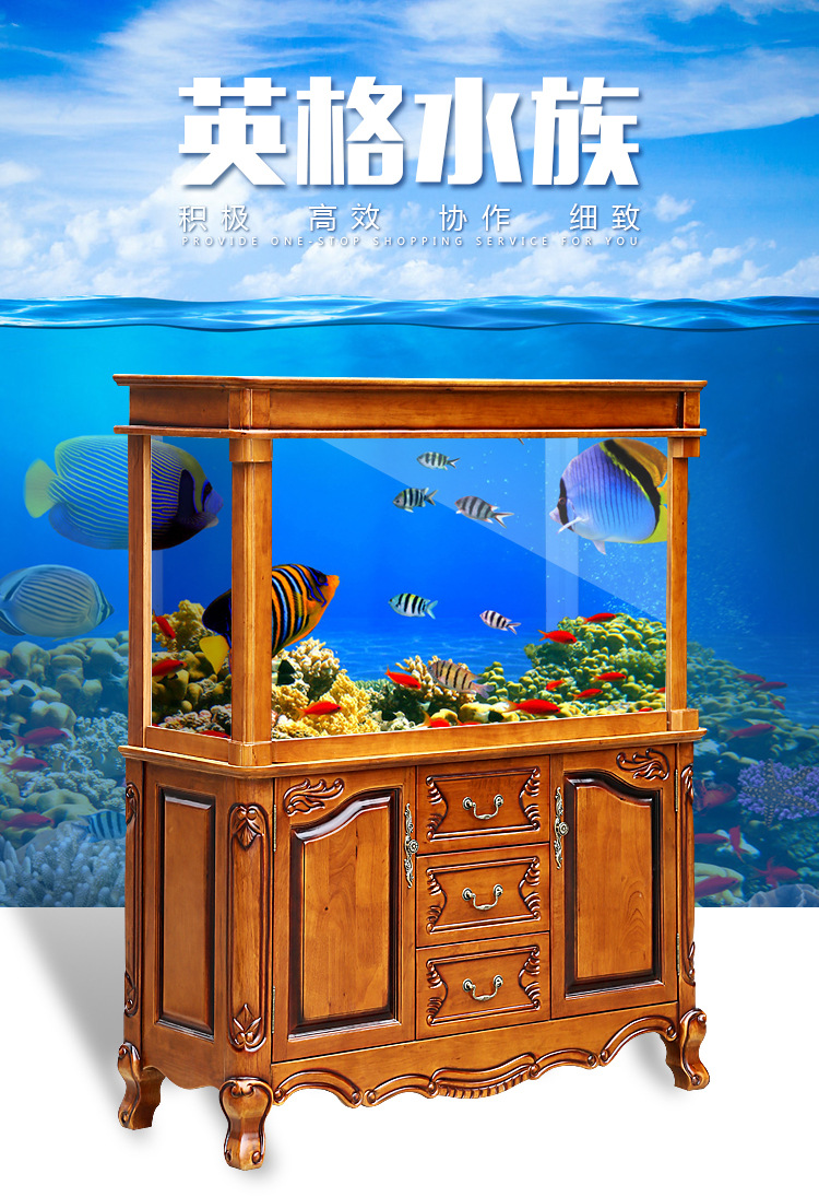 批发欧式典雅浪漫风格设计水族箱观赏生态鱼缸可定制0