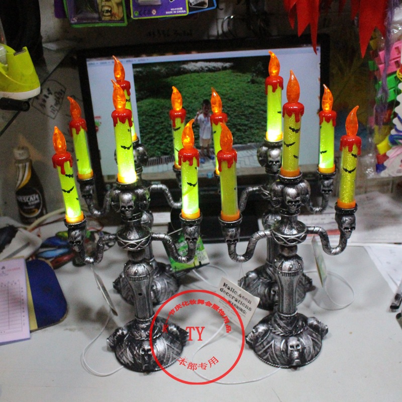 万圣节 电子 蜡烛 仿真烛台 冷光蜡烛 鬼节烛台 批发用品led