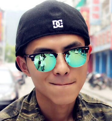 经典复古米钉彩膜太阳镜3016 时尚潮流反光墨镜 百搭品牌太阳眼镜