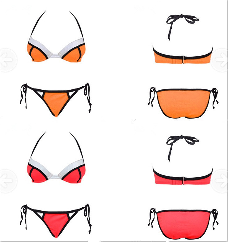 新款比基尼分体泳装 氯丁橡胶三角拼色泳装比基尼泳衣x025