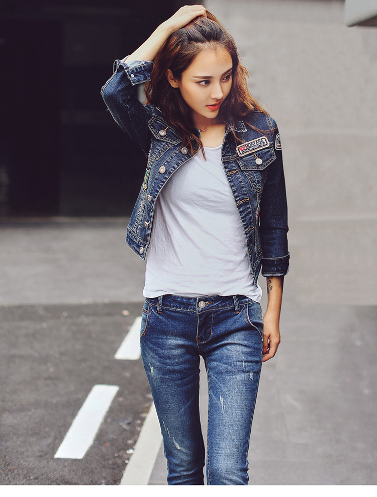 2016秋季新款时尚气质休闲女士牛仔套装牛仔外套女韩版修身显瘦