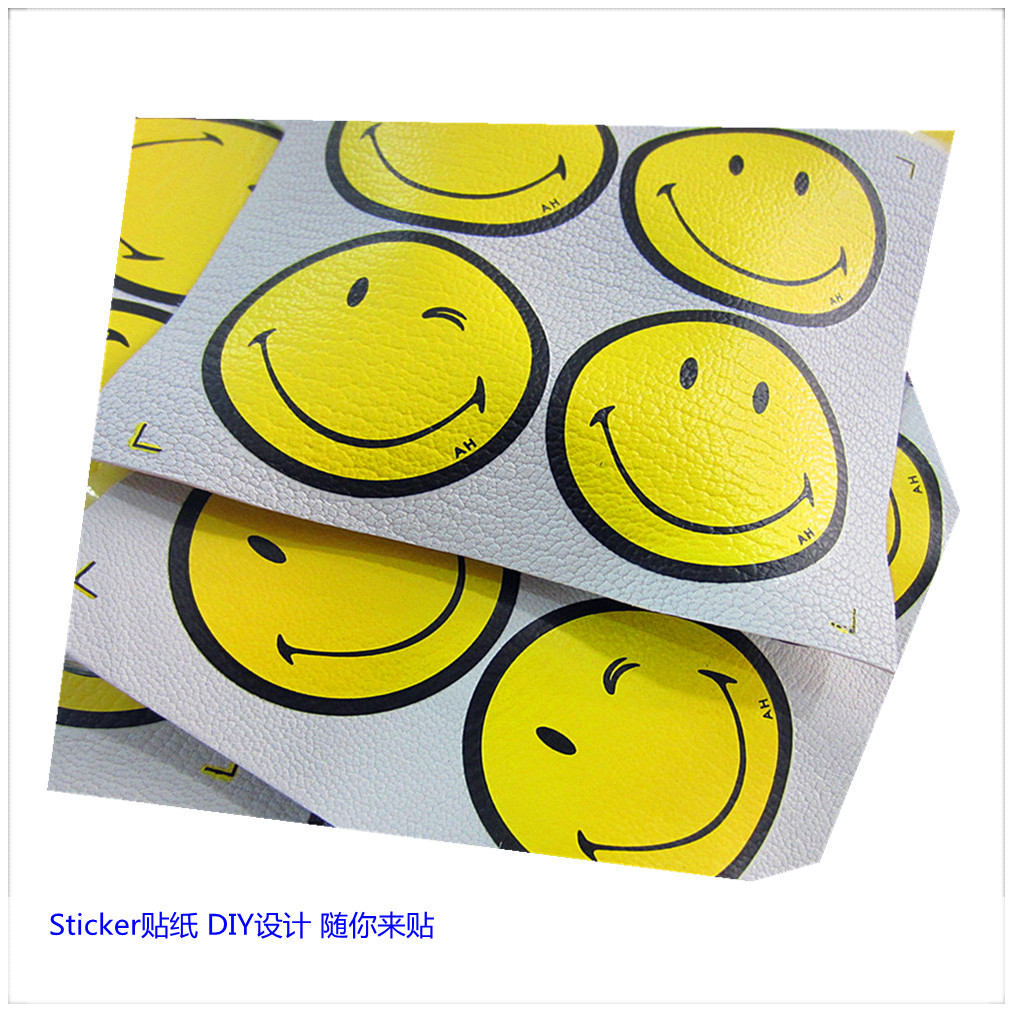 定做笑脸皮革贴纸pu手机装饰贴diy包包pu贴纸行李箱随意pu皮贴