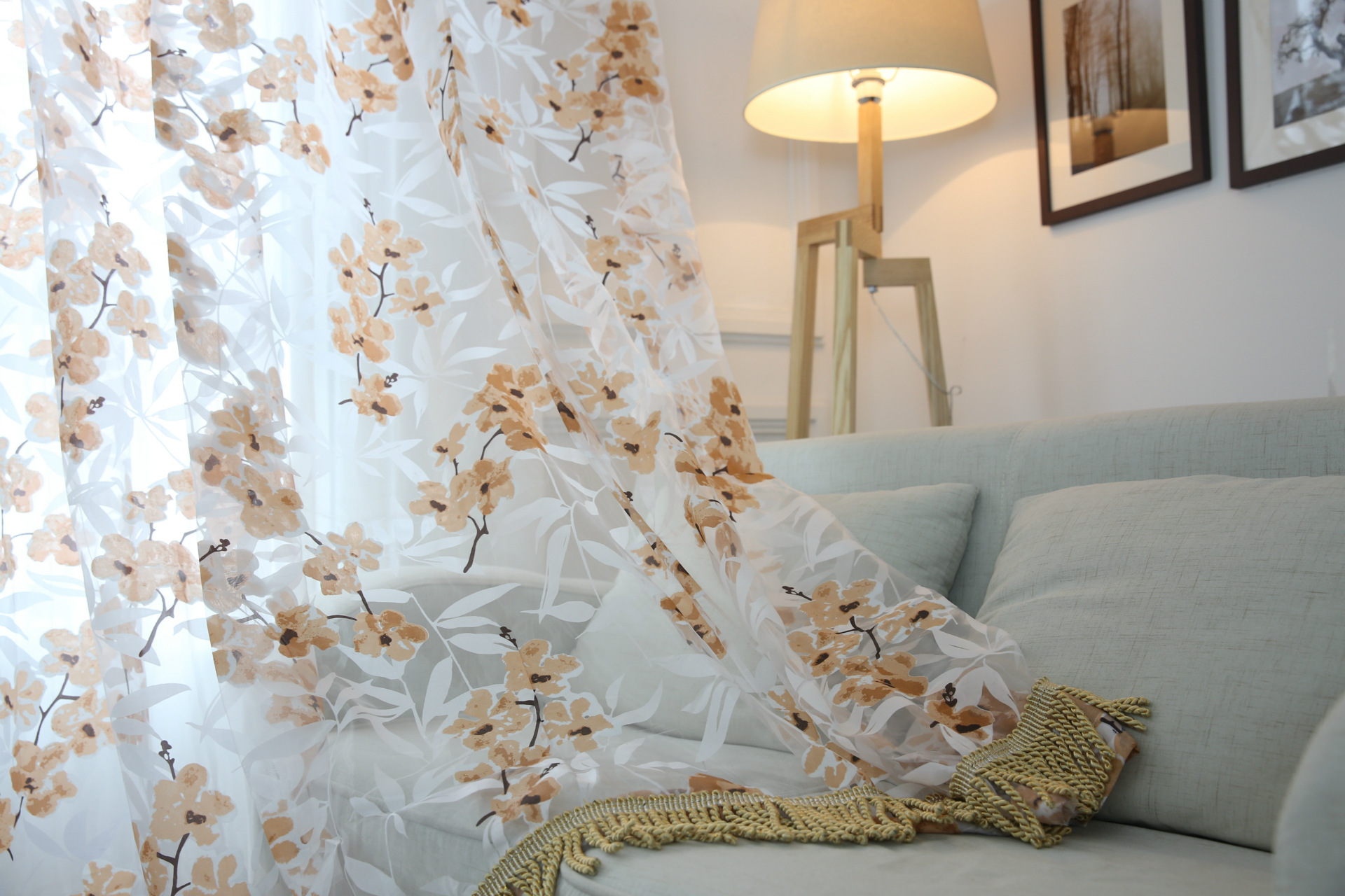 速卖通亚马逊梅花烂花窗纱帘客厅卧室窗帘百搭配纱不褪色